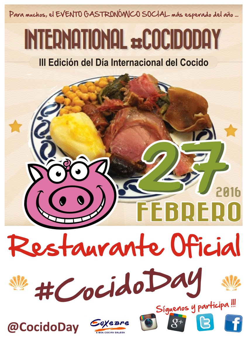 3ª Edición Día Internacional do Cocido Santiago de Compostela Restaurante Enxebre <a href="/paradores/">Paradores de Turismo</a> #CocidoDay <a href="/CocidoDay/">Cocido Day</a>