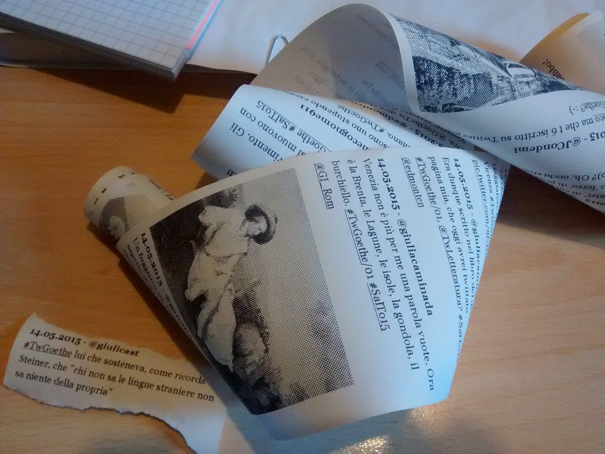 BauduccoSara's tweet photo. Ritrovare il #tweetbook di @TwLetteratura fatto al #SalTo15 su #TwGoethe e rileggere citazioni @edmonten https://t.co/2LX9Mof4EH