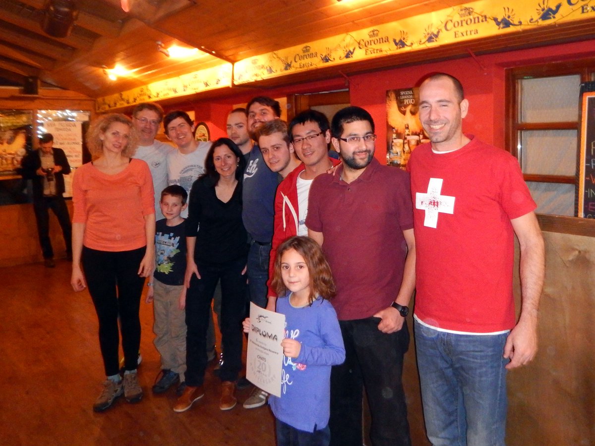A joint Switzerland-Austria-Serbia team: 10th place of 10 (but fought hard!). Mesareca Tournament, Kranj, Slovenia.