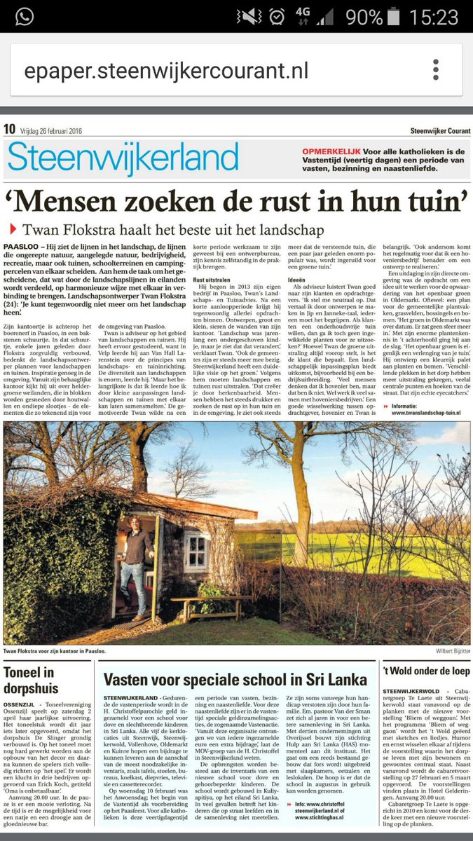 Interview en foto door <a href="/SteenwkrCourant/">Steenwijker Courant</a> over de ins en outs <a href="/Twans_Landschap/">Twan Flokstra</a> x.com/SteenwkrCouran…