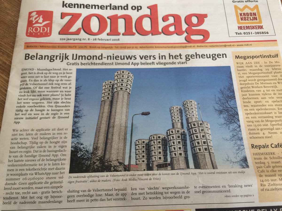 Vandaag kom je ons tegen op de deurmat: we zijn voorpaginanieuws in 'Kennemerland op Zondag'.