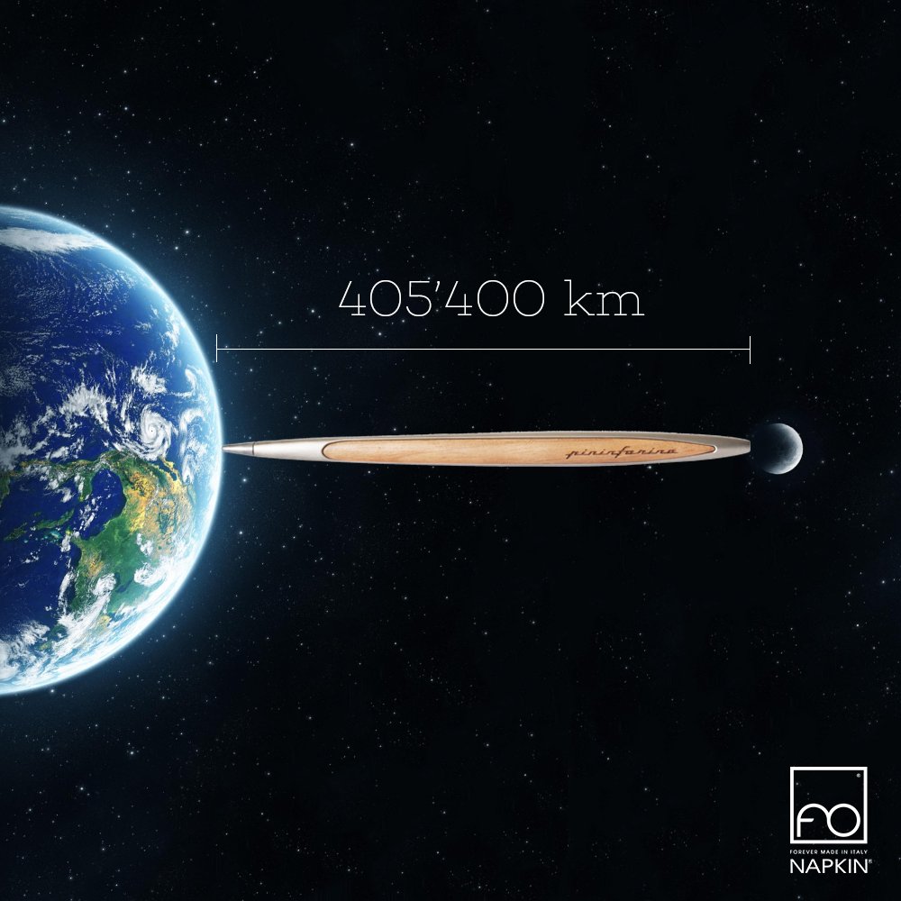 napkinforever's tweet photo. Oggi la Luna tocca la distanza massima dalla Terra: per raggiungerla bastano 2’615’483’870,96 #PininfarinaCambiano! https://t.co/219BwmuXu1