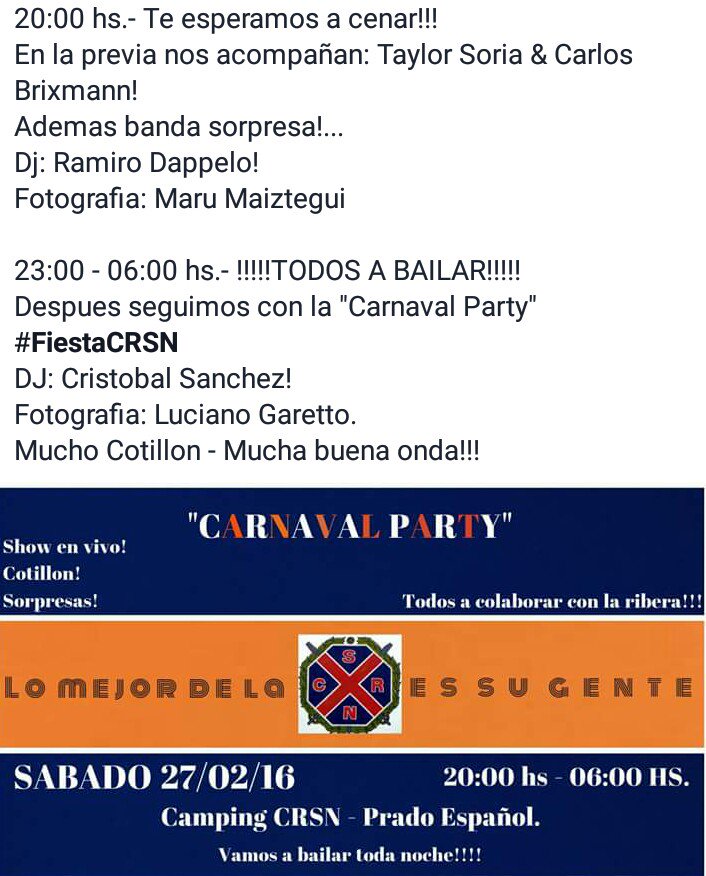 ClubRegatasSN's tweet photo. ESTA NOCHE FIESTA DE CARNAVAL EN LA RIBERA. Si sos de Regatas tenés que estar!! Vamos todos unidos..🎶 #CRSN https://t.co/YFD8nTO348