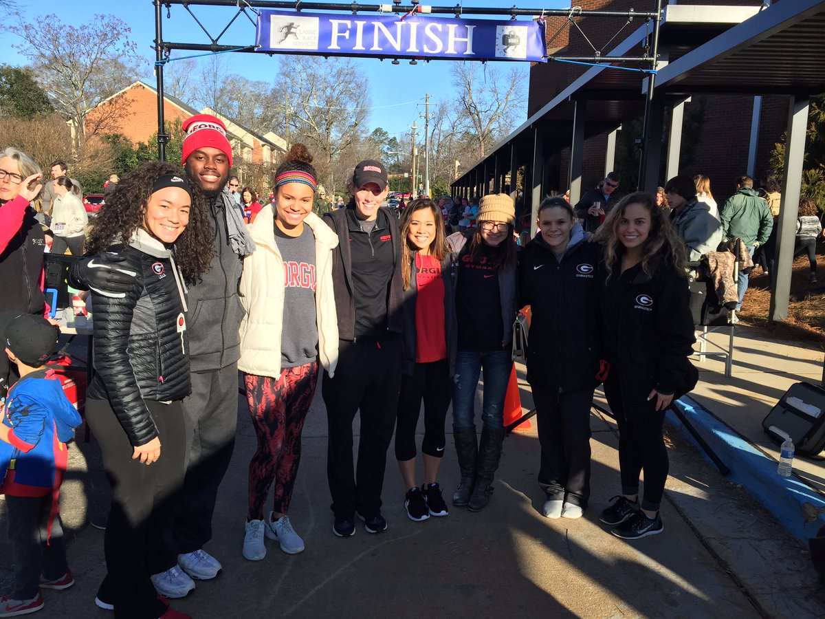 <a href="/UGASAAC/">UGA Student Athletes</a> supporting runners this beautiful a.m. at the Barrow Boogie Run! #funrun