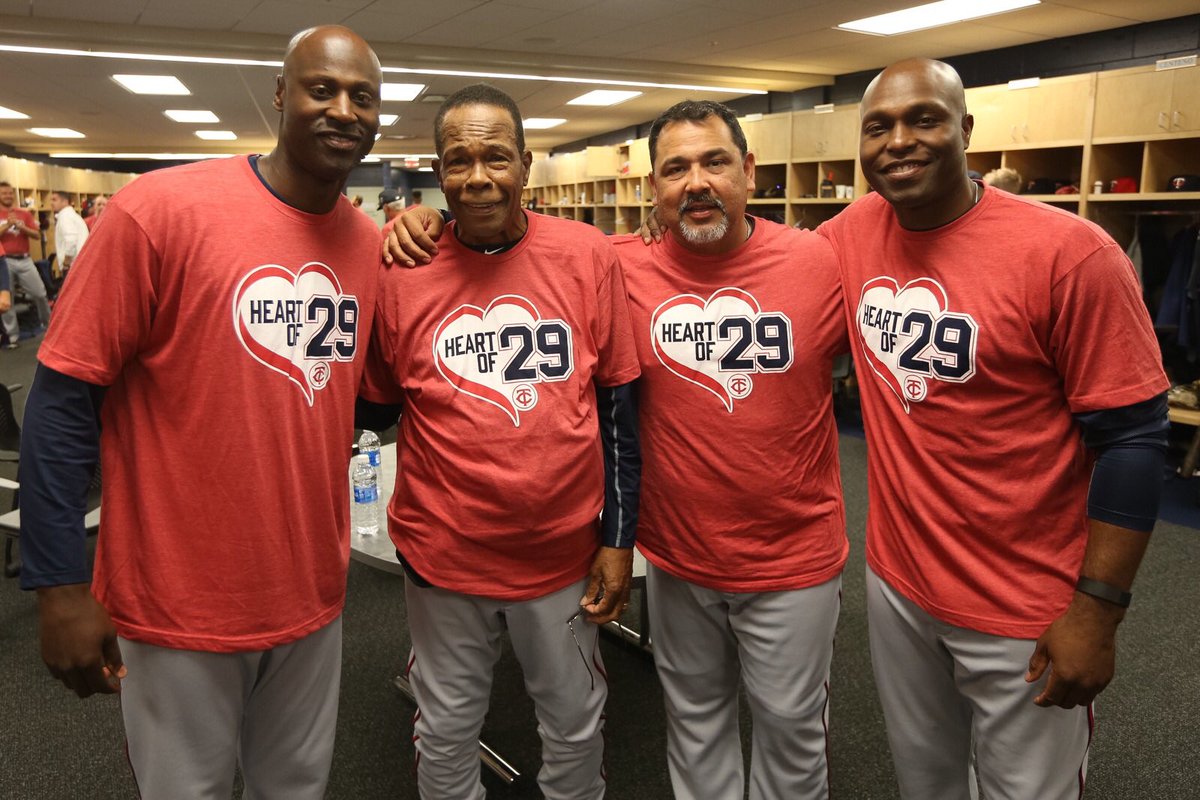 Twins's tweet photo. The squad wearing #HeartOf29 shirts today in support of Rod Carew. Learn more >> https://t.co/gLL4Q0eI41 https://t.co/CVQ5SmJePq