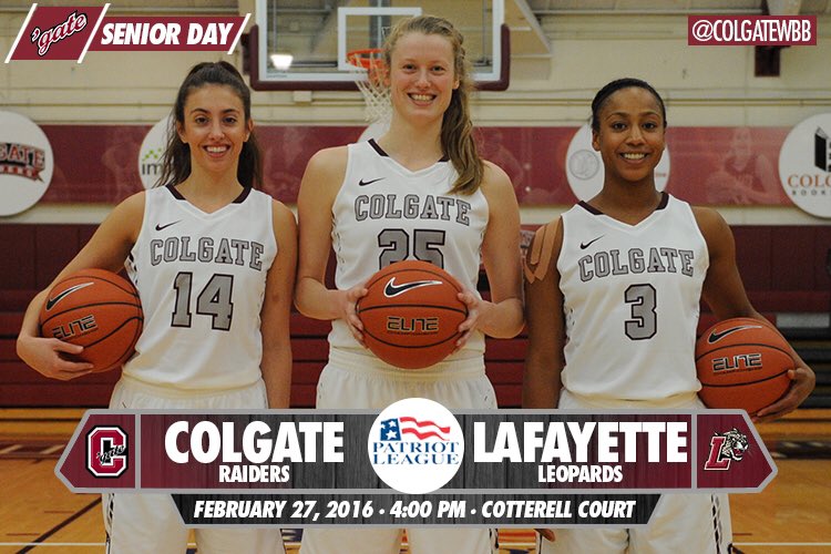ColgateWBB's tweet photo. GAME DAY SENIOR DAY! Come out and support our seniors in their last Saturday game at home! #GoGate #foecwbb https://t.co/k0aTTFTLru