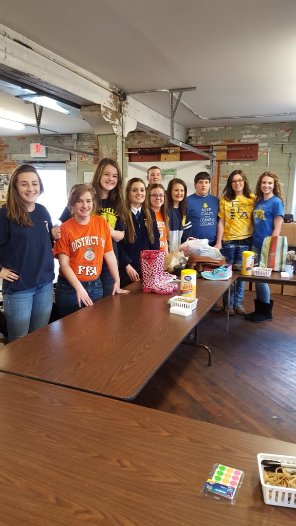 FFA volunteers at Rushville Changing Footprints warehouse during FFA week!