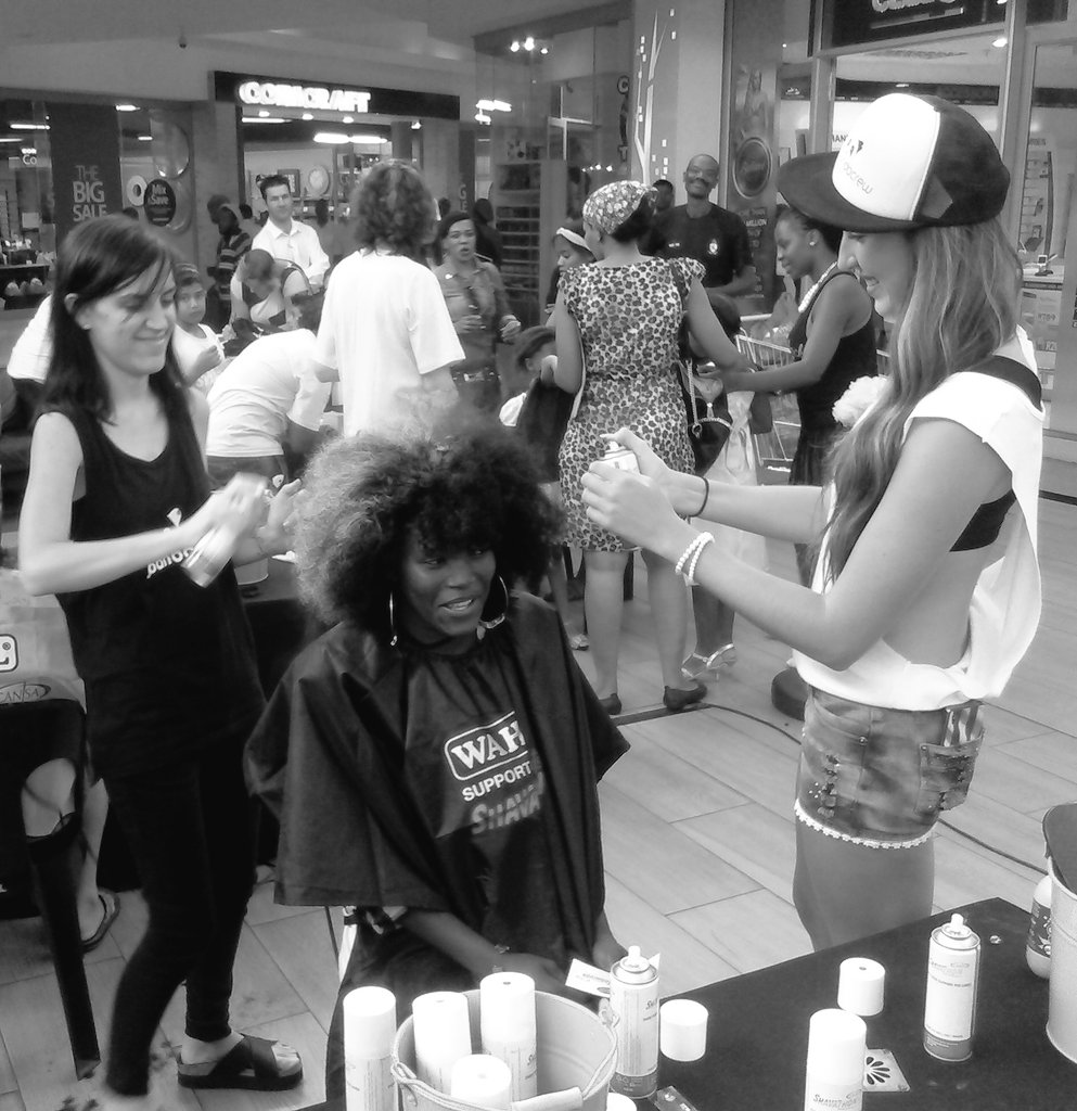janusprinsloo's tweet photo. What a day! @CANSA #CANSAShavathon @_PandaCrew_ #ForestHillCityMall https://t.co/Hw3CzF6Zcm