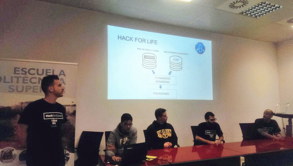 CatedraTEF_UA's tweet photo. Evitar riesgos en zonas de tránsito de inmigrantes con predicciones de catástrofes marítimas: @hackforlife2016 https://t.co/eJp8KhEyTB