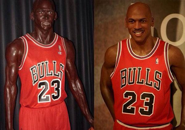Michael Jordan en el Museo de Cera de Madrid vs Michael Jordan en el Museo de Cera de Madame Tussauds (Londres).
