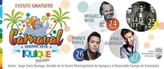 MagazineAlboran's tweet photo. Esta noche, Pablo Alborán celebrará el carnaval en Iquique.
¡No os lo perdáis! https://t.co/GxltvBZTbF