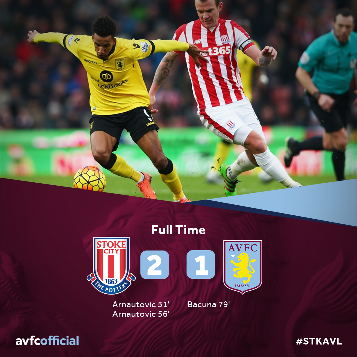 AVFCOfficial's tweet photo. FT: @StokeCity 2-1 @AVFCOfficial #STKAVL https://t.co/pktJtDyi5f