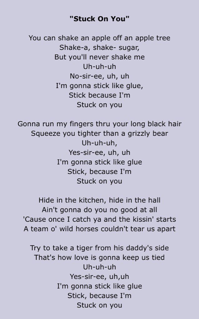 Stuck On You by Elvis Presley - lyrics