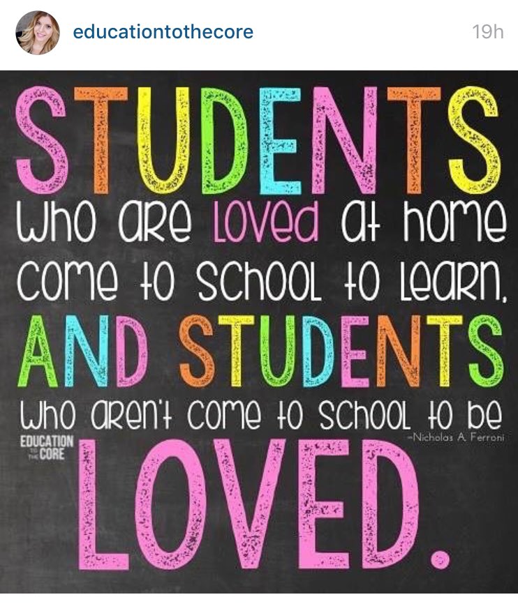 NicholasFerroni's tweet photo. The two reasons students come to school: to learn and to be loved. #satchat #KidsDeserveIt https://t.co/LSmmeHZtFN