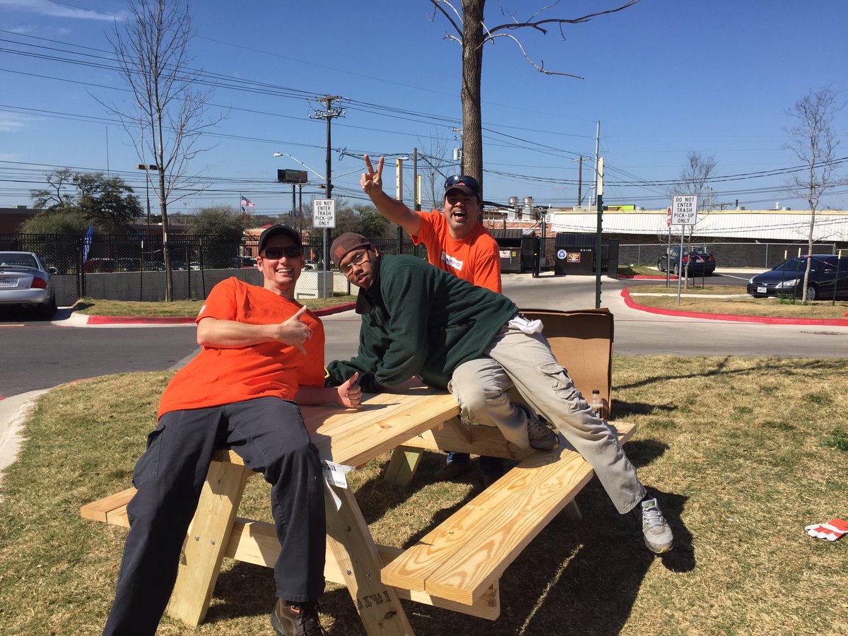 THD_Hillary's tweet photo. 2 picnic tables ready to go! #TeamDepot #UTProject #2016Project @mlp814 @bjp84 #D91 #8454 #6570 @josh_mayou https://t.co/xkbioxif0K
