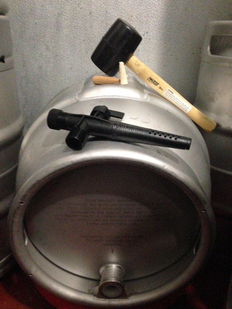 Patiently waiting to be tapped tonight at 7:00. Bourbon &amp; oak aged firkin of "the Heavy"!