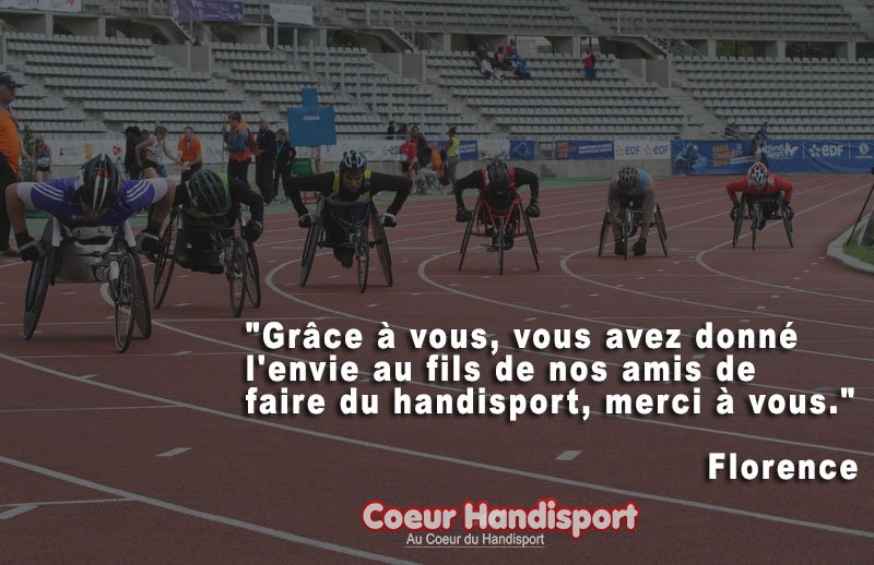 CoeurHandisport's tweet photo. Message du jour : "Grâce à vous, vous avez donné l'envie au fils de nos amis de faire du handisport, merci à vous." https://t.co/gPJV6WfR63