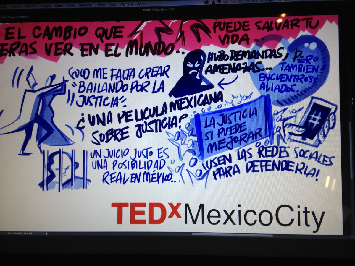 CFMEDIUM's tweet image. Digital graphic recording @TEDxMxCity @LaydaNegrete sueña con la justicia verdadera en México