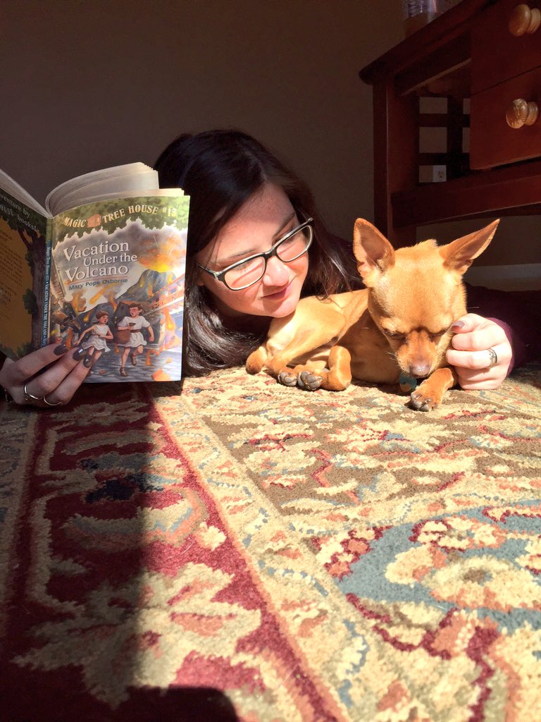 MissCongleton's tweet photo. When your class was cancelled on #WRAD16 so you resort to your friends to read #ecsustudentsread https://t.co/3YNk6myPk9