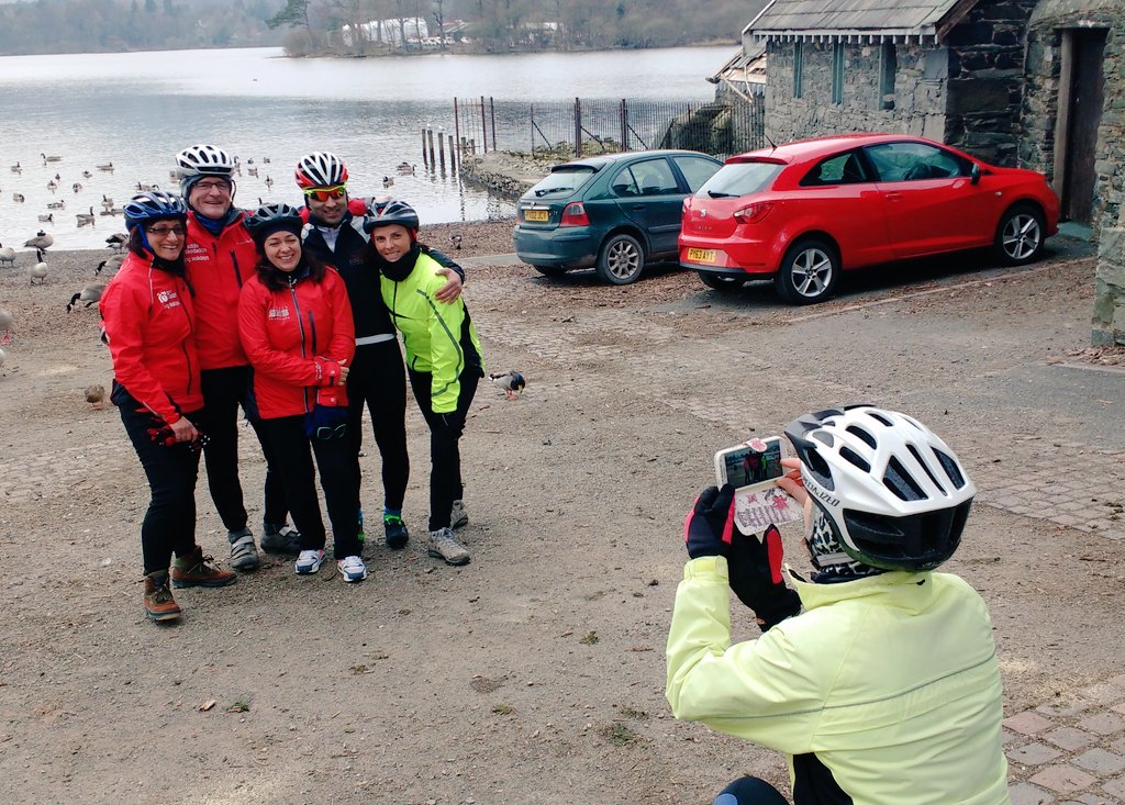 alastairjclark's tweet photo. #guidesweek at Derwent Bank lakeside photo op for Italian colleagues @SaddleSkedaddle @CycleHolidays4U https://t.co/8q5UCnEI6G