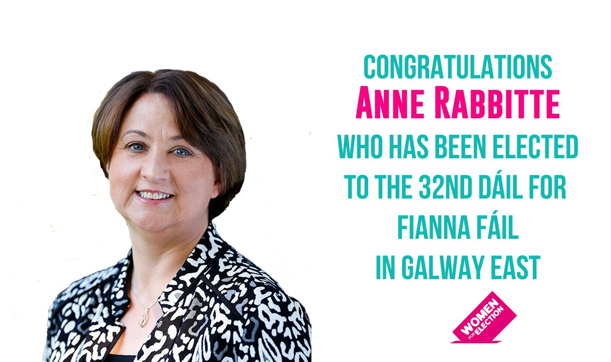 Congratulations <a href="/AnneRabbitte/">Anne Rabbitte</a> the 97th female TD ever elected and the 5th female TD elected to the 32nd Dáil