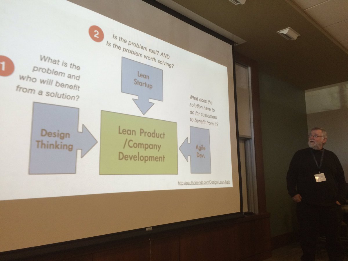 TheAgileFactor's tweet photo. Paul Heirendt linking #agile #leanstartup and #designthinking at #stlpc https://t.co/Oo5hMTODCo