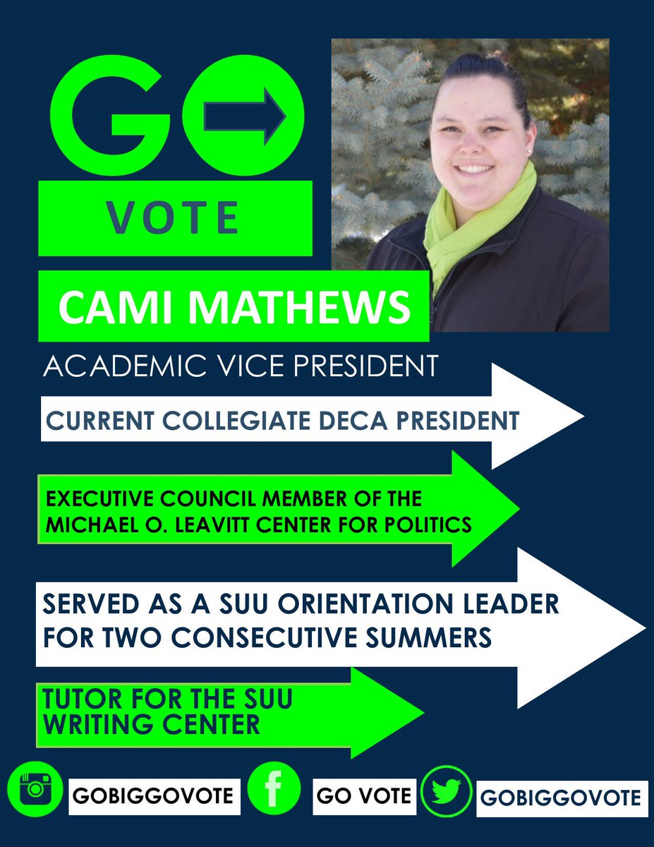 GoBigGoVoteSUU's tweet photo. @CamiMathews27 is running for Academic VP check out her platform at : https://t.co/iQ6bR0Yaxz https://t.co/aq3inM4CNN