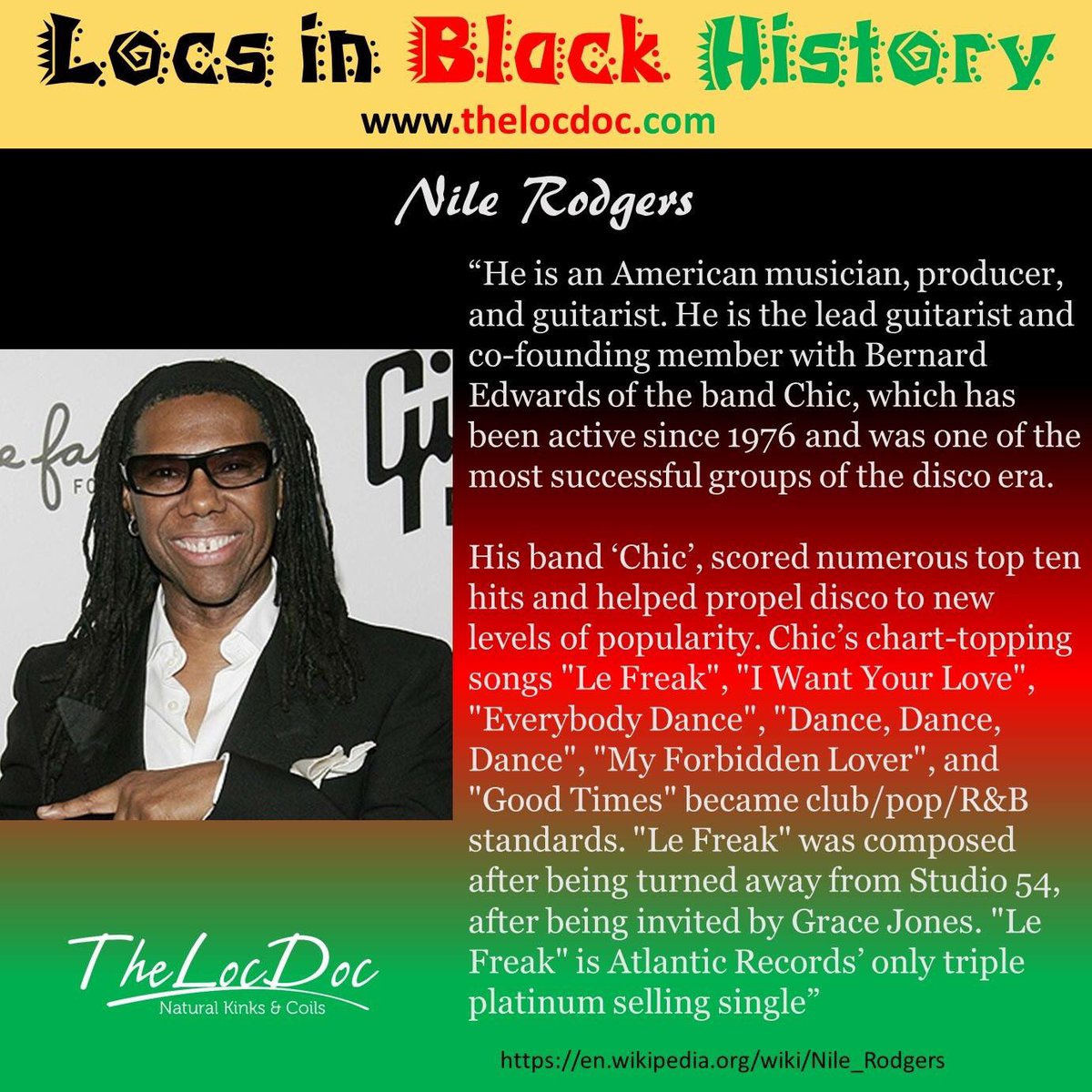 theloclife's tweet photo. Thank you @nilerodgers for your contribution. #blackhistorymonth #teamlocs #thelocdoc #locs #lefreak #music #natural https://t.co/xLcP9Lqfxl