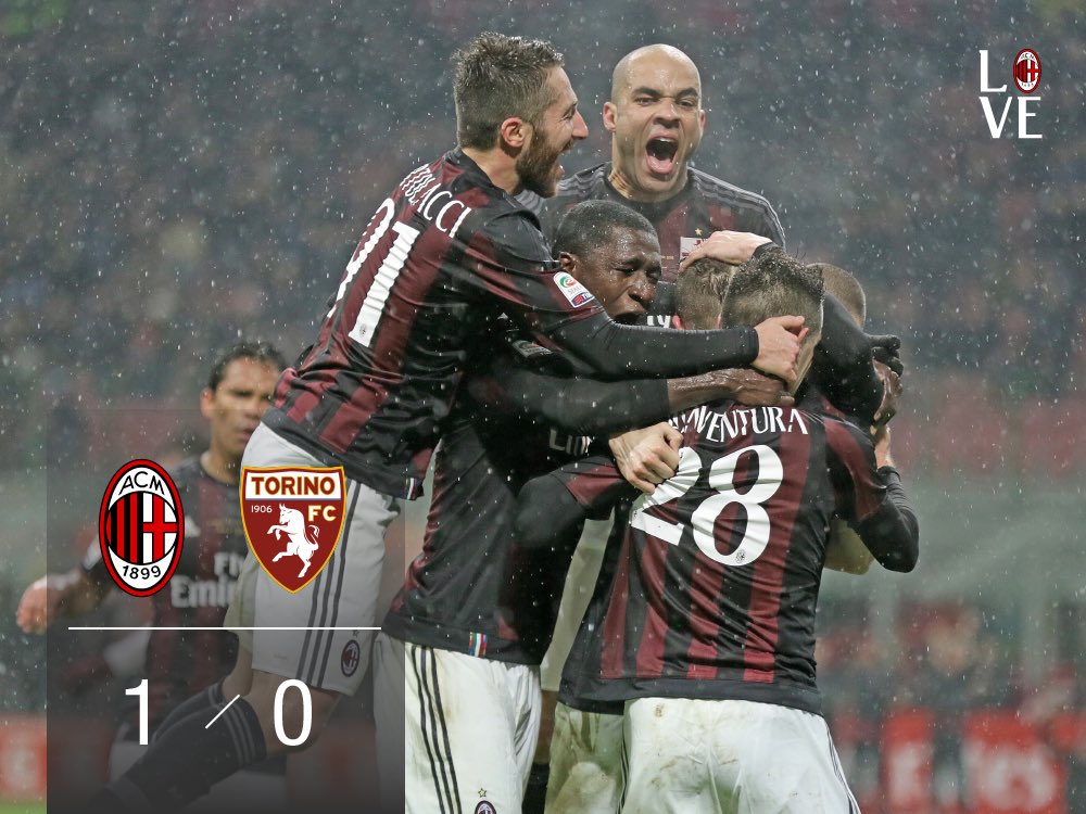 Full Time | Fischio Finale ⏱
#MilanTorino 1-0
44' ⚽️ Luca Antonelli 🔴⚫️
#ForzaMilan #weareacmilan