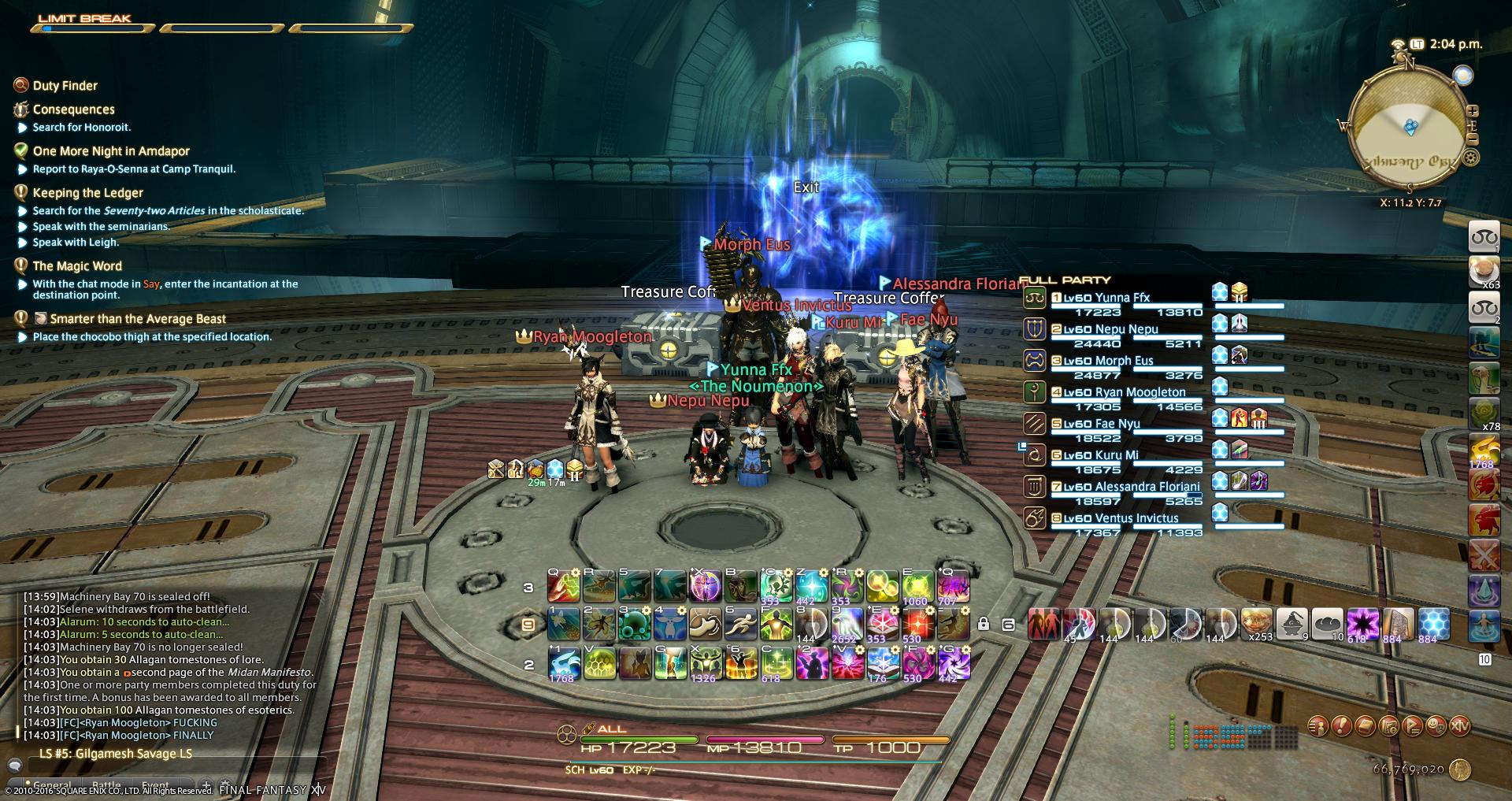 Elysium Ffxiv 16 02 27 2 05 Est 16 02 28 4 05 Jst Team Victorious Secret A6s Clear 機工城アレキサンダー零式 律動編2層 4pt目クリア Ff14 Ffxiv T Co Ymvgvayv0m