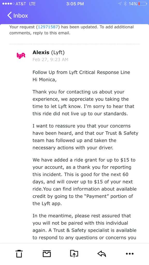 tslove602's tweet photo. This is what @AskLyft thinks about this issue! #standwithMonica #transphobia #transwomenofcolor https://t.co/ly8eNFJuBy