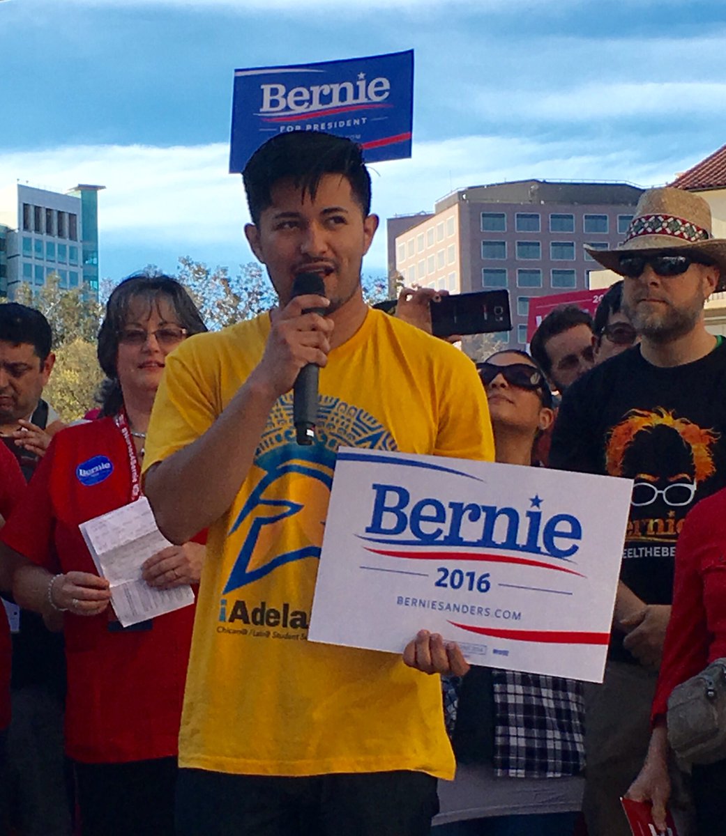 1alyssakang's tweet photo. Oscar from San Jose State @CSforBernie feels the Bern! Si se puede! #UnidosConBernie #MarchForBernie at the #CADEM16 https://t.co/ts1Vi8bn9F