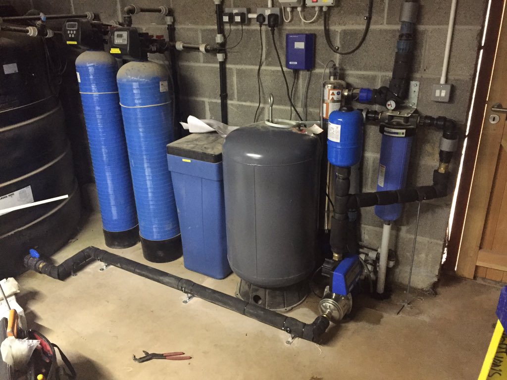 New booster pump for private bore hole supply filter install courtesy of @Wakehams of Modbury