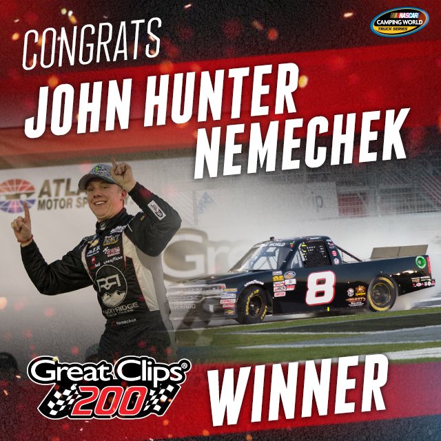 Atlanta Motor Speedway on Twitter: "Congrats @JHNemechek ...