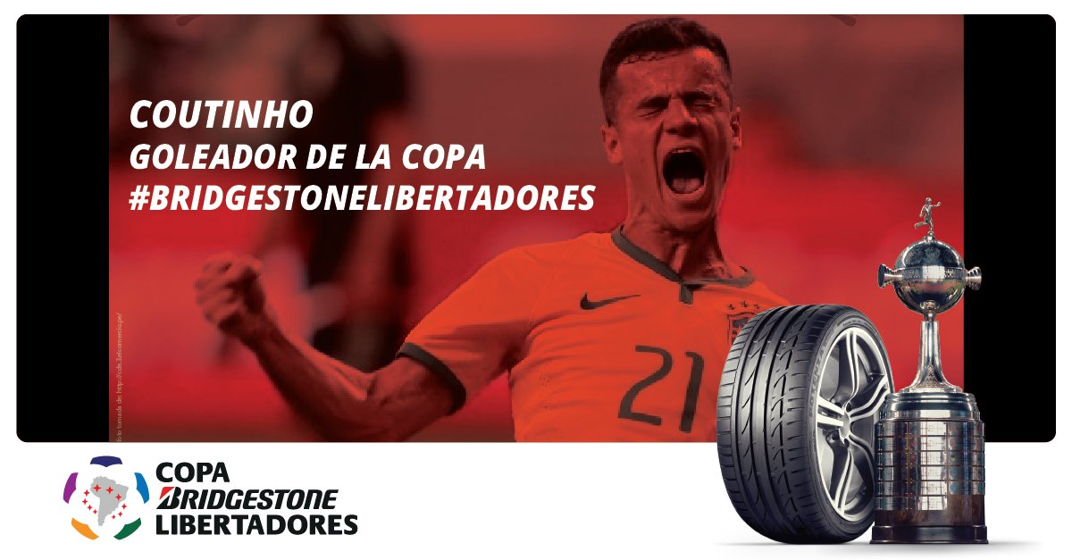 BridgestoneCol's tweet photo. Coutinho. Goleador de la Copa #BridgestoneLibertadores @SantosFC https://t.co/fBdcUWMDgy https://t.co/xtKTNad30y