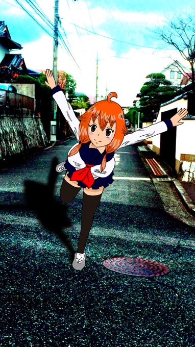 オレンジにしました。意見くれた人あざまっす!雑だけど…初めてのデジタルだわ。背景は近所す。 
