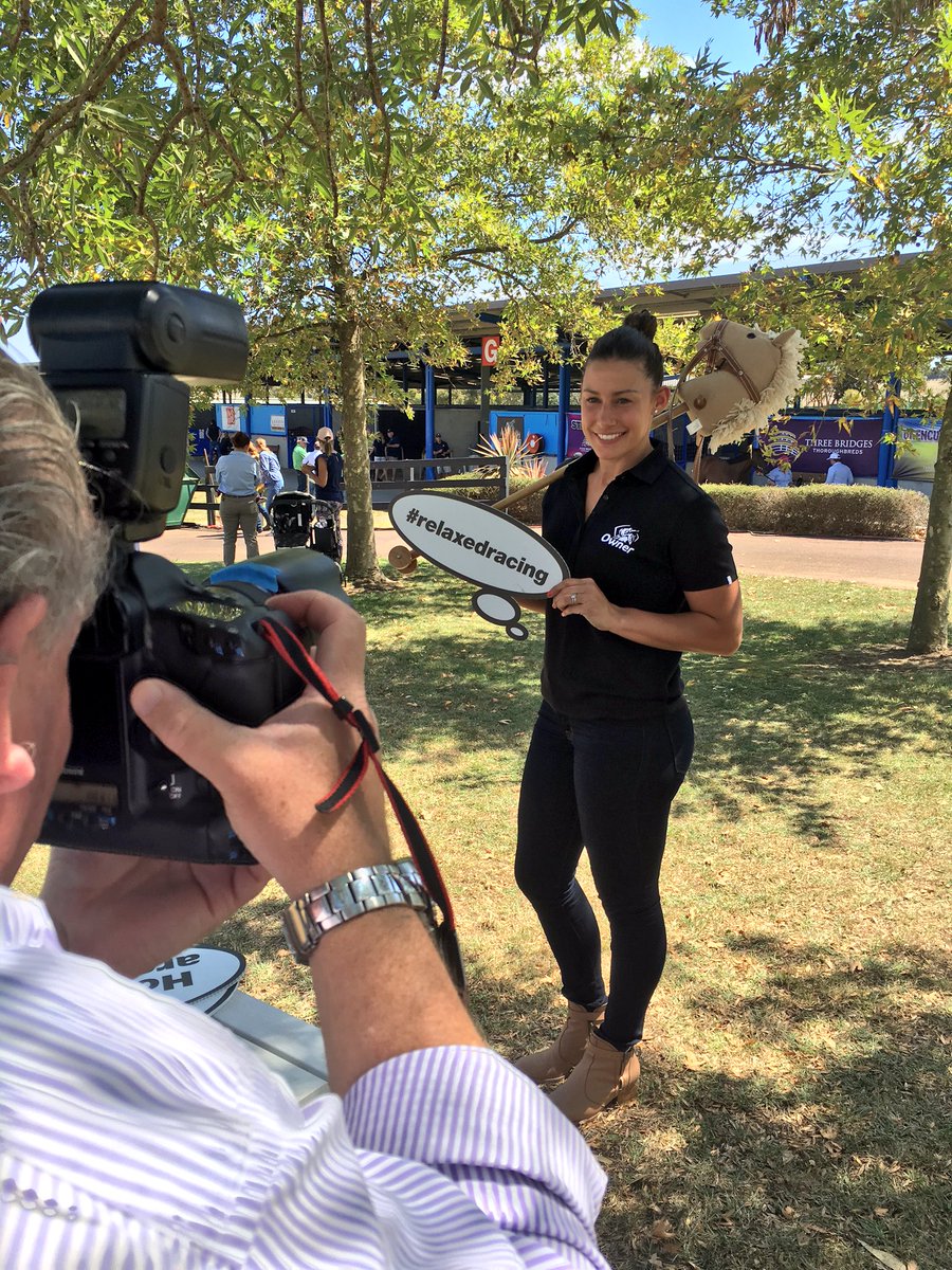 RacingVictoria's tweet photo. #RelaxedRacing ambassador and #VicOwner @madirobinson_ enjoying the sunshine at today's #InglisPremier Yearling Sale https://t.co/YSakZVroil