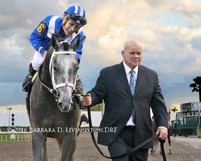 DRFLivingston's tweet photo. MOHAYMEN, @Juniorjockey and Shadwell's Rick Nichols after the Fountain of Youth today @ Gulfstream. @KPMRacingStable https://t.co/h8oRE7JxkH
