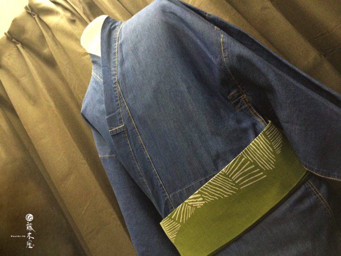 明日発売 #CoolVoice 表紙で #石田彰 様に #デニム着物 衣装協力。実はヒップにポケット付き^^   #昭和