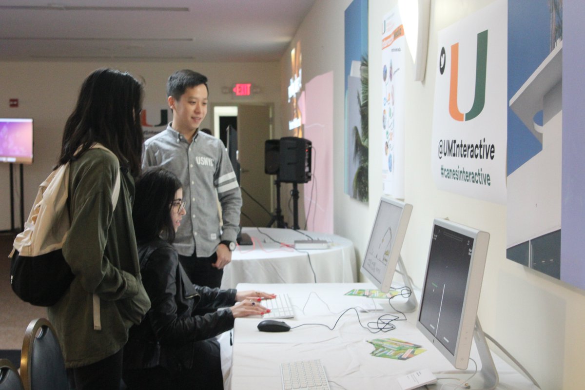 UMInteractive's tweet photo. @suneric1 getting great player feedback on #triango #p5js #game at @FilmgateMiami #canesinteractive. Thx 4 playing! https://t.co/5LxBHD67si