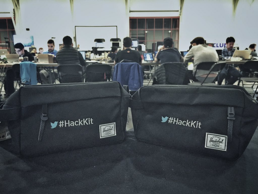 XDevelopers's tweet photo. Two #HackKit bags left at #LaunchHack! Show us your mobile @Digits login or in-app Tweet embedds to claim one. https://t.co/7RyIRcVKsN
