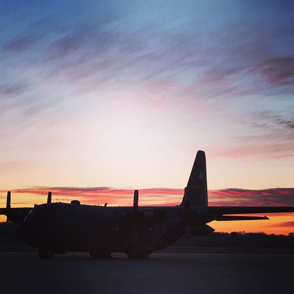 DeltaBravo33's tweet image. Instagram : by w1ll1amr - A C-130 Hercules sits quietly on the ramp after arriving at #KMSN The day before.  Rising…