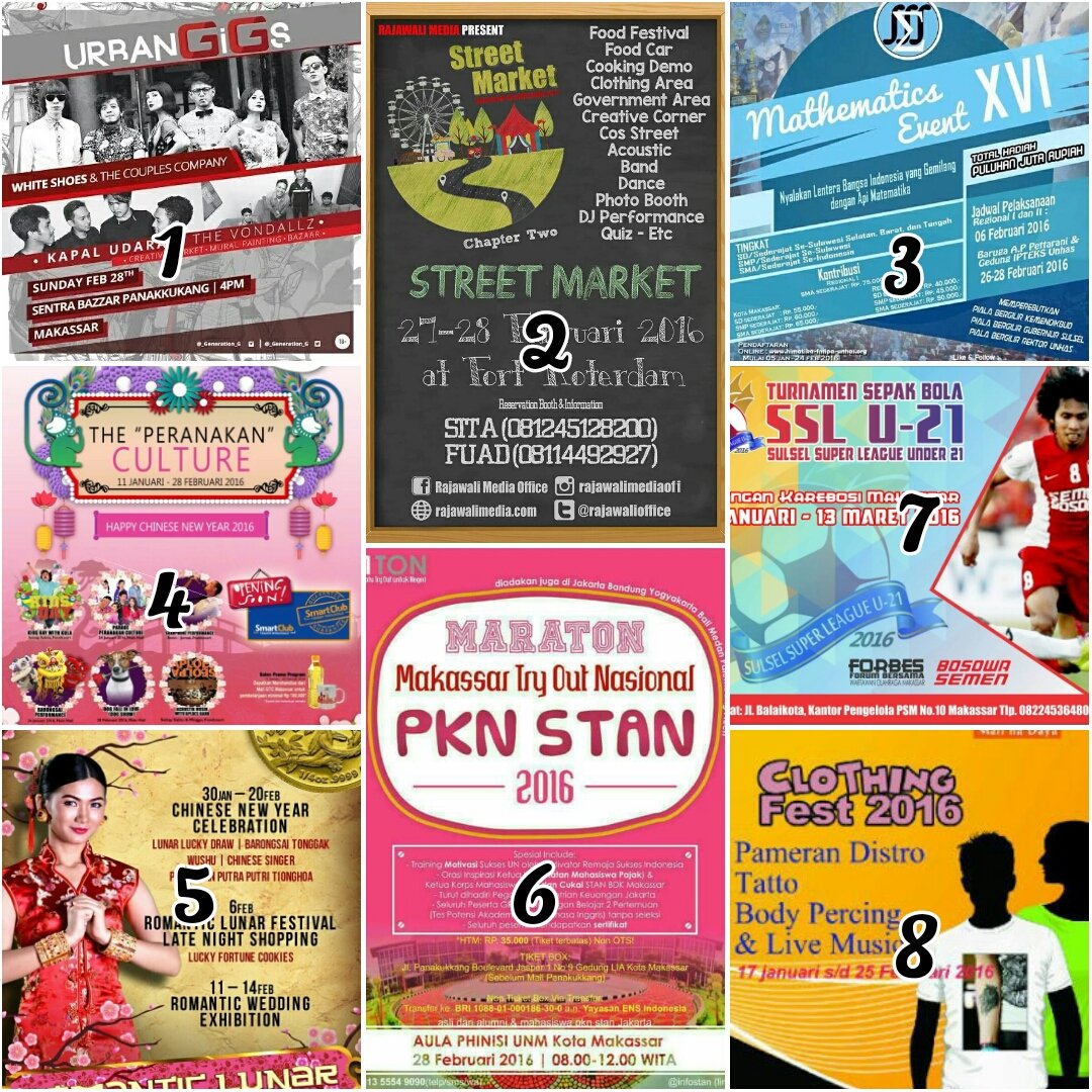 MisterMakassar's tweet photo. Hari Ini MINGGU Tgl 28 Feb mash ada 8 Event yg berlangsng di #MksKeren. Silahkan pilih. Cc @mks_sombere @MksEvent https://t.co/0dLxPYXD3M