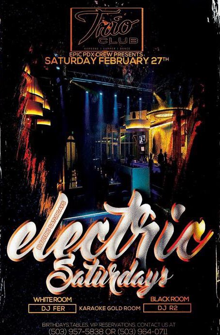 TrioKaraoke's tweet photo. It's time for Electric Saturday at Trio! #PDXNightlife #DJs #ElectricSaturdays https://t.co/EyclWzcO6I