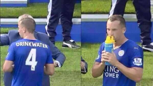 Draftball's tweet photo. Danny Drinkwater, drinking some water.. https://t.co/OGujm1cIlu