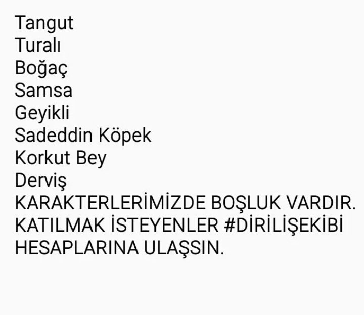 #Dirilişekibi nde boş karakterlerimiz vardır katılmak isteyenler dm den ulaşabilir.