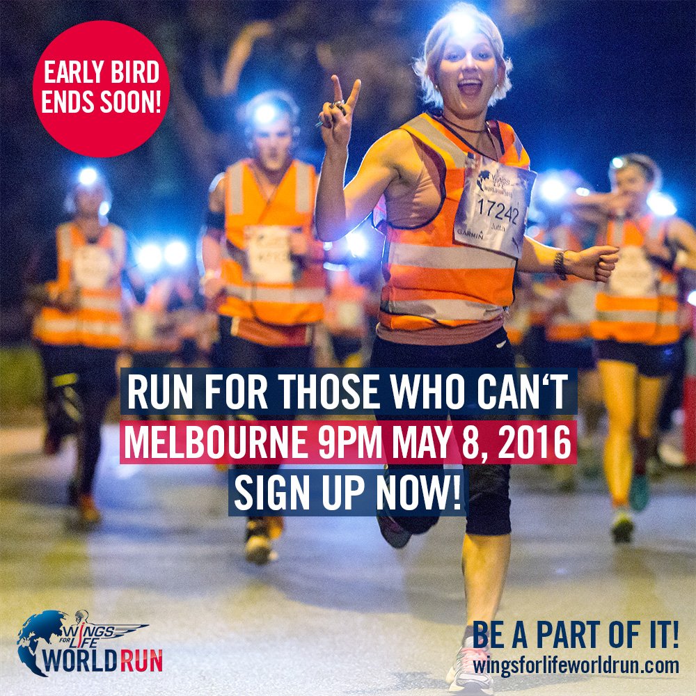 Proud 2 be an ambassador 4 <a href="/WFLWorldRun/">Wings for Life World Run</a>. Help find cure for spinal injuries wingsforlifeworldrun.com SIGN UP &amp; RUN