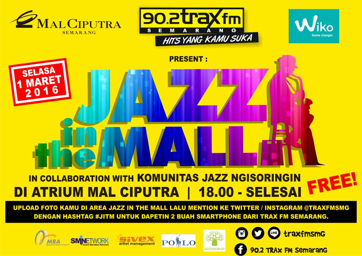 wisatasemarang's tweet photo. #smgevent @JAZZNGiSORiNGiN: Jazz in the mall w/ @JAZZNGiSORiNGiN, 1 Maret 2016, 18.00-end @CLSemarang Free https://t.co/xV4xyZyTYh