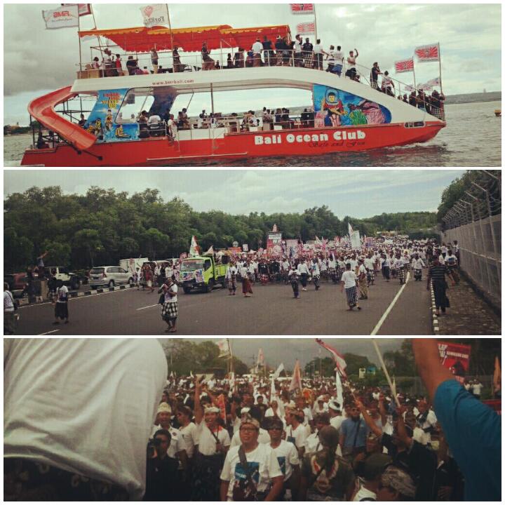 Bali sore ini. Serentak dan tidak main-main. Menolak reklamasi Teluk Benoa dan "pembangunanisme". Foto: <a href="/ForBALI13/">Bali Tolak Reklamasi</a>
