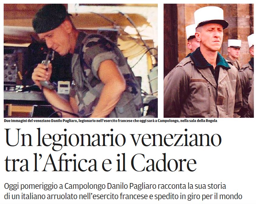 Vita da legionario. Mia intervista oggi sul @CorriereAlpi @PagliaroDanilo1 @chiarelettere #legionestraniera #guerra